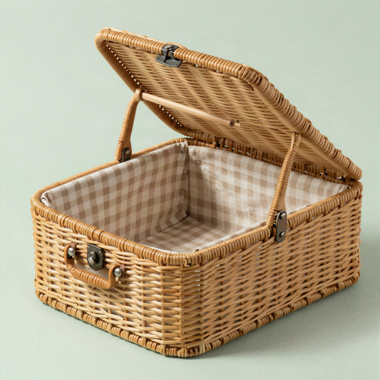Woven Rattan Picnic Basket