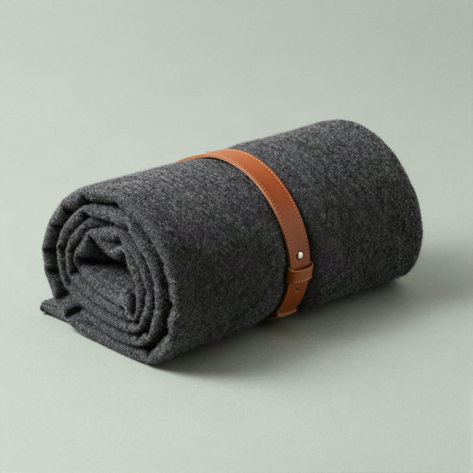 Wool Travel Blanket with Carry Strap