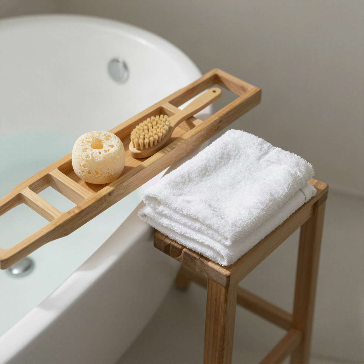 Bath caddy across the tub